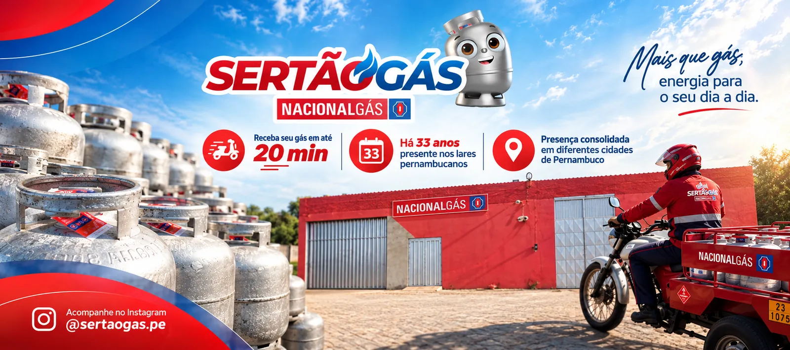 Sertão Gás: receba seu gás em até 20 minutos, há 33 anos presente nos lares pernambucanos